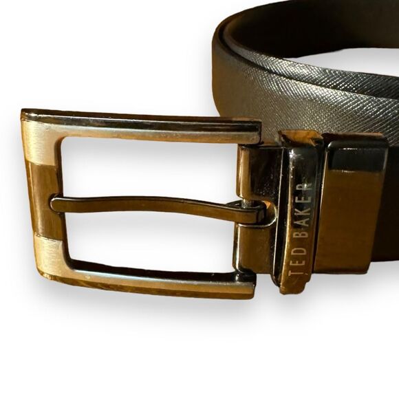 Ted Baker Black & Brown Reversible Leather Dress Belt 40 - Picture 2 of 5
